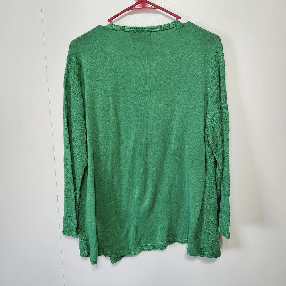 Alfred Dunner Green Open Front Cardigan w Attached Shell Textured Knit Women L - Picture 5 of 10